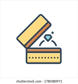 Icono de ilustración de color vectorial para anillo con caja