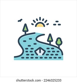 Icono de ilustración de color vectorial para ríos