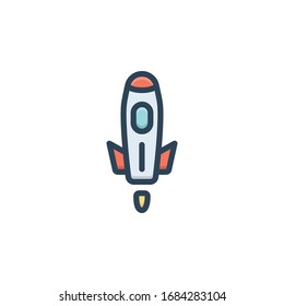 Vector colorful illustration icon for rocket