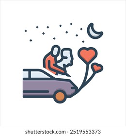 Vector colorful illustration icon for romantic night