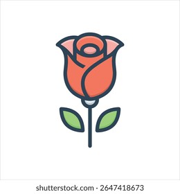 Vector colorful illustration icon for rose