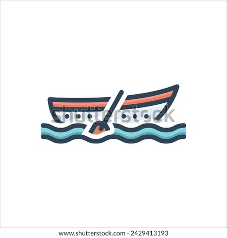 Vector colorful illustration icon for rowing boat