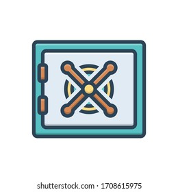 Icono de ilustración de color vectorial para caja segura