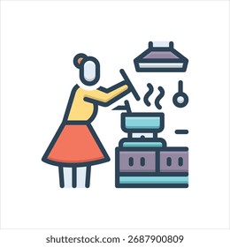 Vector colorido icono de ilustración para cocinar de forma segura