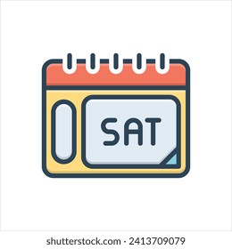 Vector colorful illustration icon for saturday