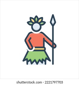 Vector colorful illustration icon for savage