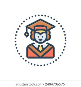 Vector colorful illustration icon for scholar