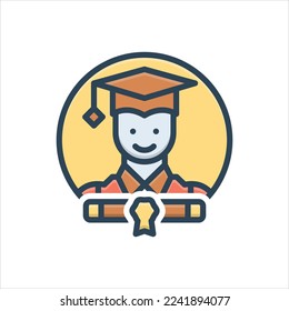 Vector colorful illustration icon for scholars