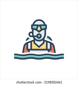 Vector colorful illustration icon for scuba