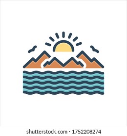 Vector colorful illustration icon for sea