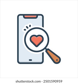 Vector colorful illustration icon for search love
