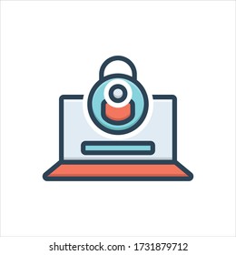 Icono de ilustración de color vectorial para inicio de sesión seguro