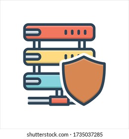 Icono de ilustración de color vectorial para el escudo de servidores