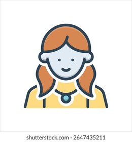 Ícone de ilustração colorido vetorial para irmã