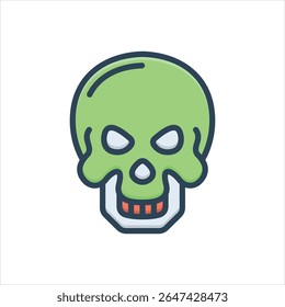 Ícone de ilustração colorido vetorial para caveira
