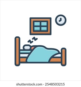 Icono colorido de la ilustración del Vector para dormir