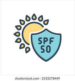 Ícone de ilustração colorido vetorial para spf 50