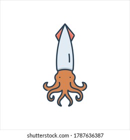 Icono de ilustración de color vectorial para calamar