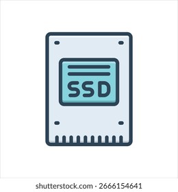 Farbiges Vektorgrafik-Symbol für das SSD-Laufwerk