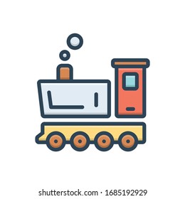 Vector colorful  illustration icon for steam engine