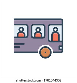 Icono vectorial de ilustración colorida para el estudiante sentado en el bus