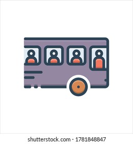 Vector colorful illustration icon for student sitting in the bus