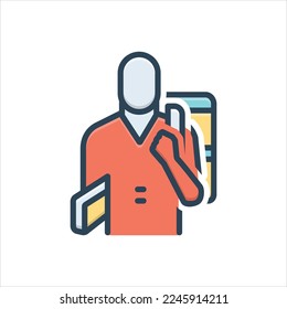 Vector colorful illustration icon for student