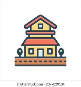 Vector colorful illustration icon for suburban