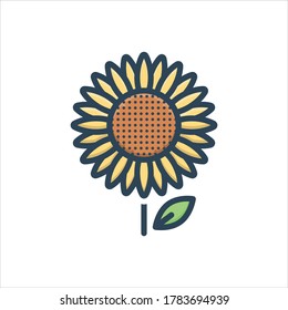 Vector colorful illustration icon for sunflower