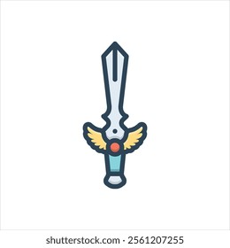 Vector colorful illustration icon for sword