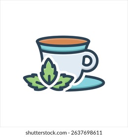 Vector colorful illustration icon for tea cup mint