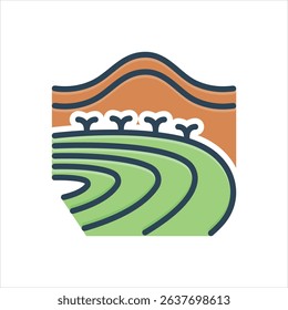 Vector colorful illustration icon for tea plantation
