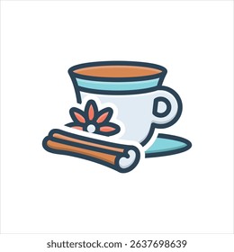 Vector colorful illustration icon for tea with cinnamon