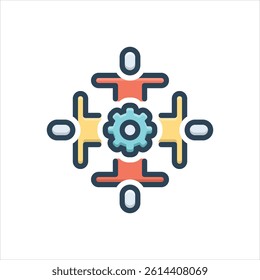 Vector colorful illustration icon for teamwork