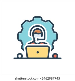 Vector colorful illustration icon for technical support