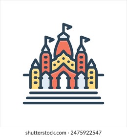 Vector colorful illustration icon for temple
