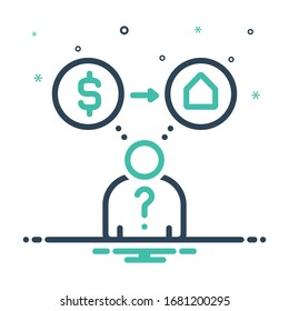 Vector colorful illustration icon for though