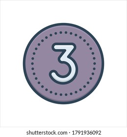 Icono de ilustración de color vectorial para tres