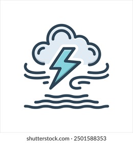 Vector colorful illustration icon for thunderstorm