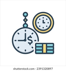 Icono de ilustración de color vectorial para dinero de tiempo