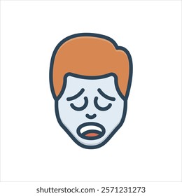 Vector colorful illustration icon for tired