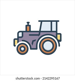 Vector colorful illustration icon for tractor