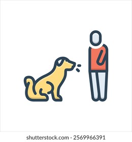 Vector colorful illustration icon for training dog