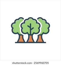 Vector colorful illustration icon for trees