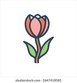 Vector colorful illustration icon for tulip