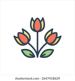 Vector colorful illustration icon for tulip