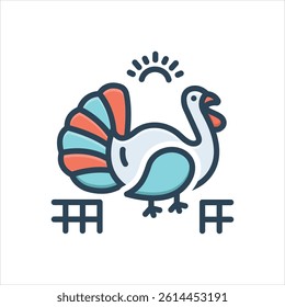 Vector colorful illustration icon for turkey farm