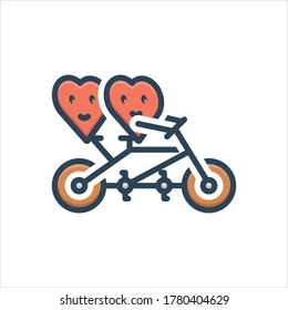 Vector colorful illustration icon for two happy hearts