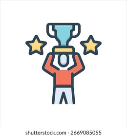 Vector colorful illustration icon for unparalleled success