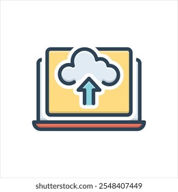 Ícone de ilustração colorido vetorial para upload